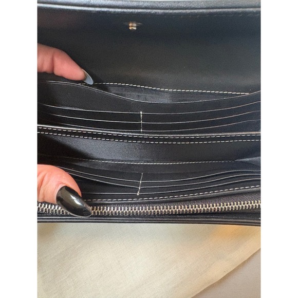 Burberry Blue Label Nova Check Black Leather Flap Long Wallet Excellent - Picture 11 of 15